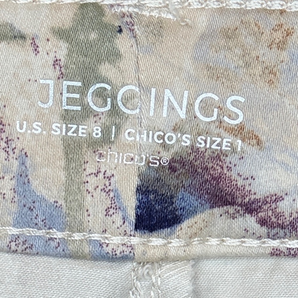 Chico's Cream and Purple Floral Straight Leg Jeans Size 8 Chico’s size 1 - Picture 3 of 7